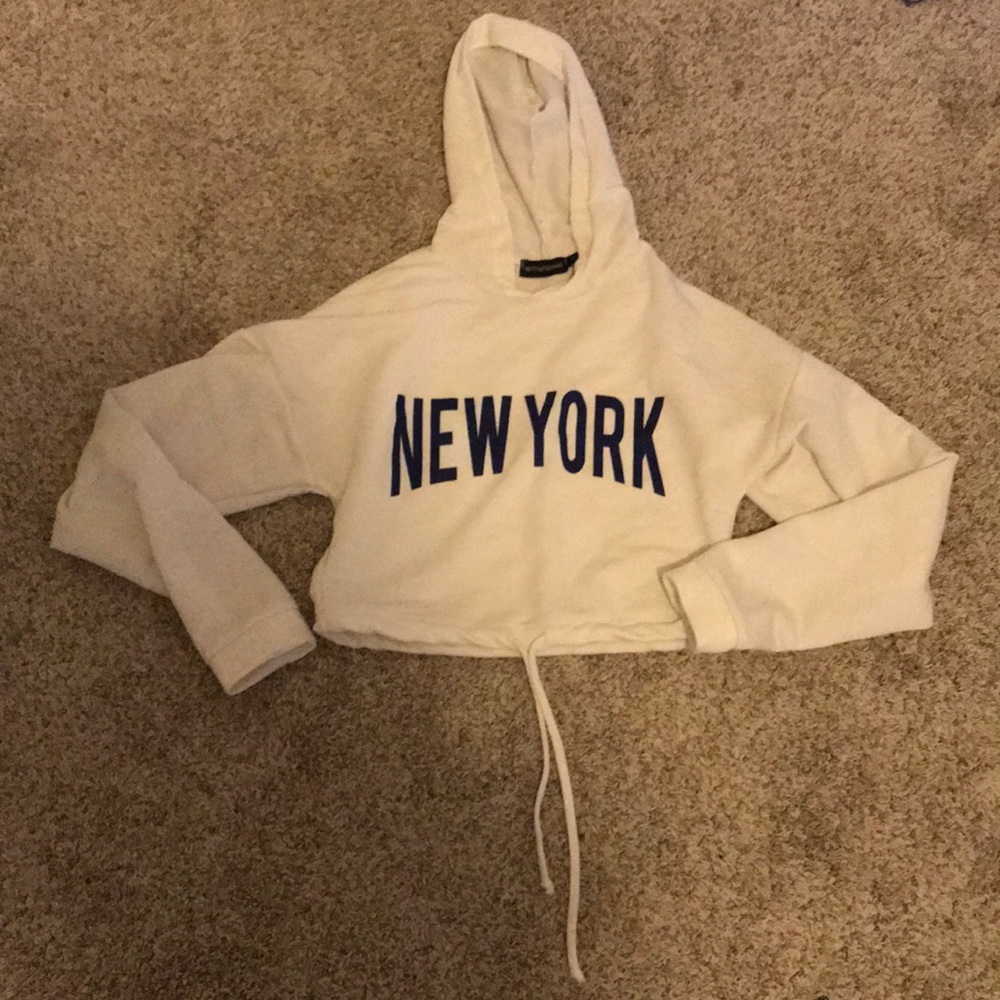 Drawstring Sweat Crop Hoodie